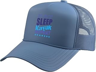 Kayak Canoe Rafting Paddle EAT Sleep Kayaker Trucker Hat with Adjustable Mesh Back