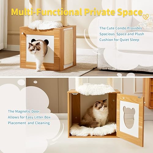 Miniatura 3 de Made4Pets - Árbol para gatos con caja de arena, torre moderna 2 en 1 para gatos de interior, condominio de madera de 48.6 pulgadas con poste