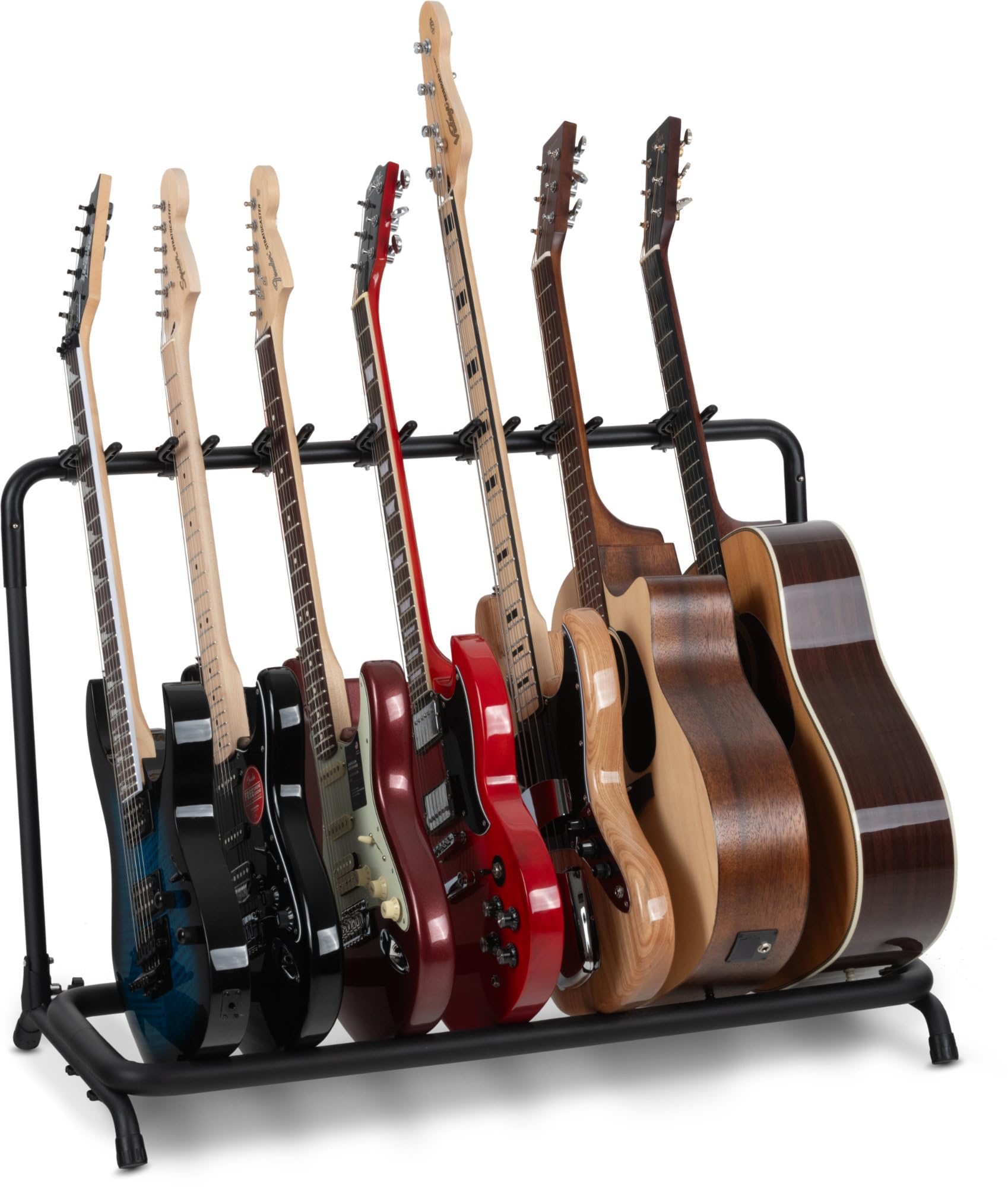 Soporte Classic Cantabile para 7 guitarras y bajos, plegable, con soportes de mástil ajustables, acolchado de espuma y estructura metálica para fácil transporte.