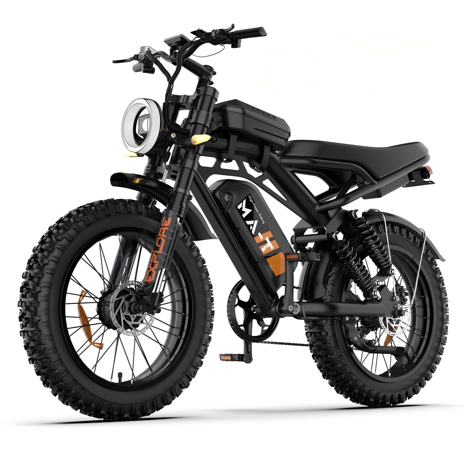 Electric Bike for Adults - 30MPH, 70-100 Mile (PAS Mode) Fat Tire E-Bike, 48V 15Ah/25Ah Removable Battery, Full Suspension, LCD Display, 20" All-Terrain Tires Electric Bicycle for Off-Road Commute