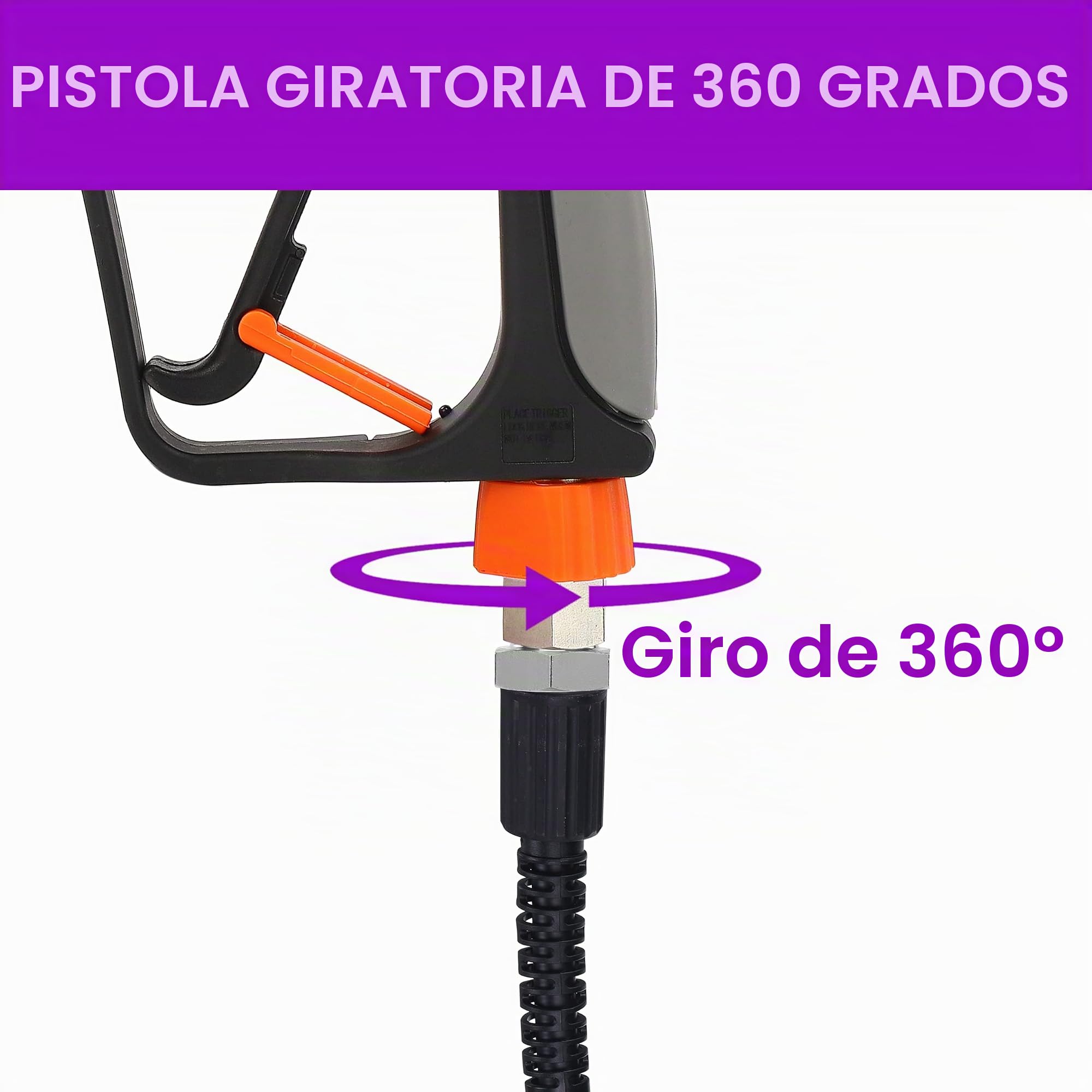 PWACCS Pistola de Lavado a presión con Giratorio, Pistola de Lavado eléctrica Corta con Conector rápido de 3/8 Pulgadas, Ajuste M22 de 14 mm/15 mm, 5 Puntas de Boquilla de Lavado a presión con | Pistola de lavado eléctrico, conector rápido de 3/8 pulgadas