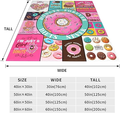 Miniatura 8 de Manta de donas con diseño de donas, decoración de postres, manta de perezoso para niñas y niños, súper cálida, suave, ligera, de franela de forro