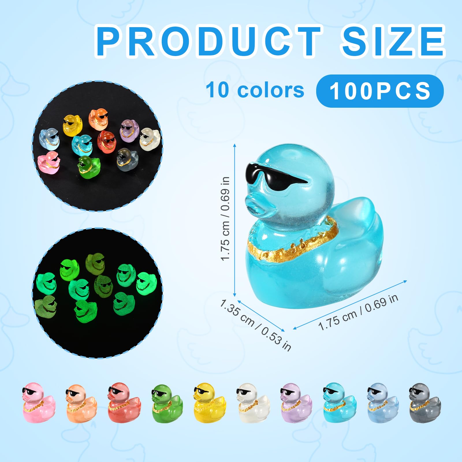 Tinoaly 100pcs Mini Ducks with Sunglasses & Gold Chain - Image 2