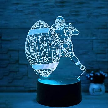Rugby 3D Night Light Rugby 3D Illusion Night Light 16 Colours Light Freely Switchable Environmentally Friendly Plastic Base with Acrylic Light Plate 5 V Safe Voltage [Energy Class A]