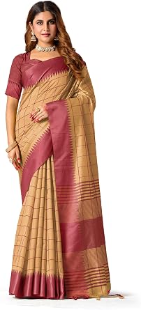 Jaanvi Fashion Womens Kanjivaram Soft Cotton Silk Saree with Blouse Piece