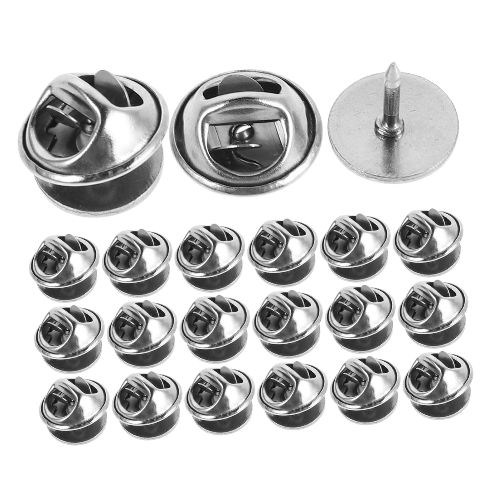 NOLITOY 20pcs Pin Backs Locking Pins Badges Stainless Steel Pin Backings Badge Pin Holder Silver
