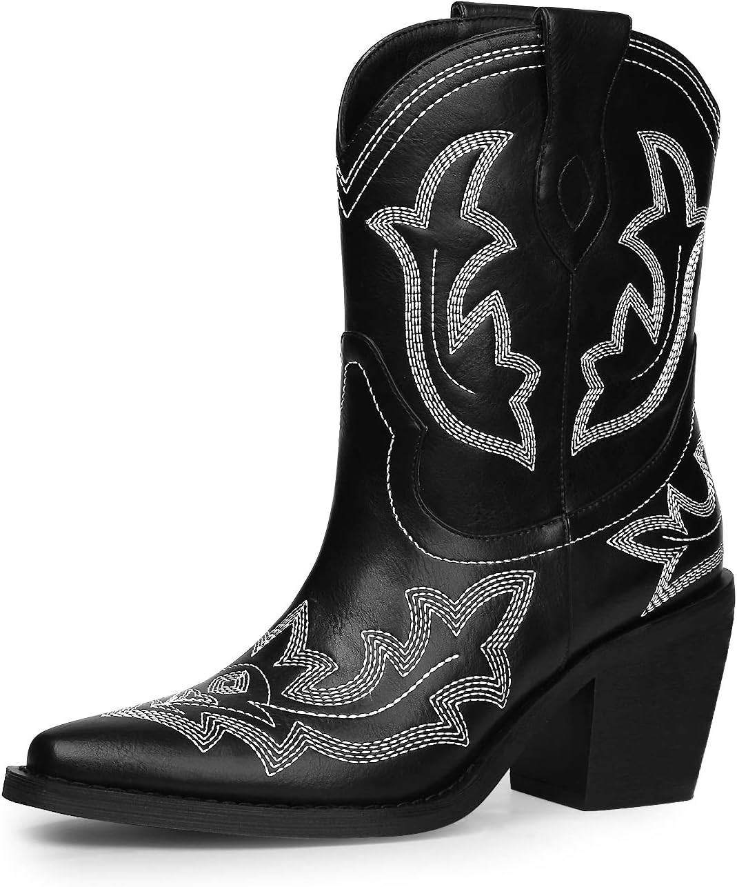 JIUHANG RHY ME Women's Western Knee High Boots - Pointed Toe, Embroidered, Vintage Cowgirl Boot With Block Heel