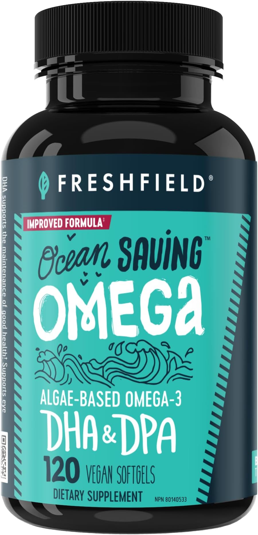 Freshfield Omega 3, DHA Supplements, Algae Oil, Vegan Omega, Ocean Saving Fish Oil Replacement, Sustainably Sourced, Highest Levels of DHA per Capsule, w/DPA