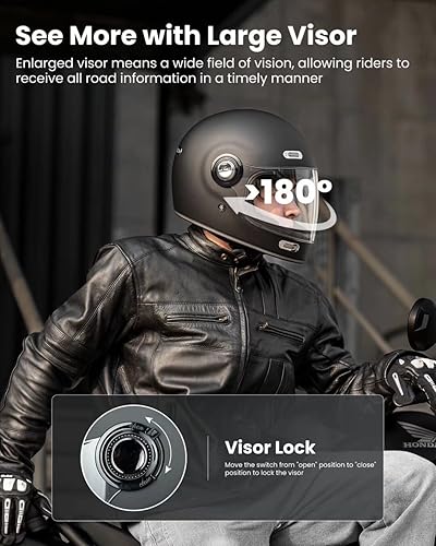 Miniatura 4 de ILM - Casco integral de cara completa para motocicleta retro para adultos con visera, cascos vintage para cruceros, scooters, motonetas, compatible