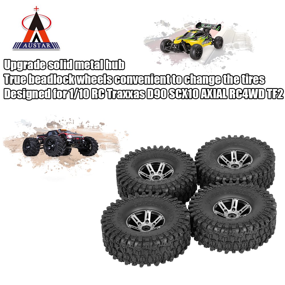 4 sztuk AUSTAR AX-5020A 1,9 cala 1/10 opony Rock Crawler z metalowym wiadrem do samochodu SCX10 AXIAL RC