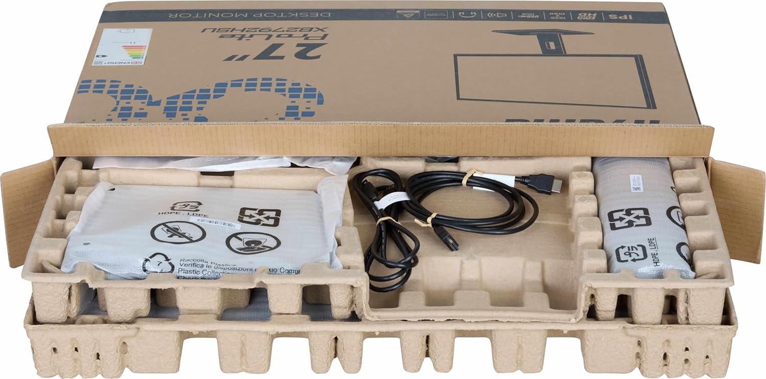 Monitor and accessories in packaging