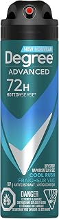 Degree Men Advanced Dry Spray Antiperspirant Deodorant for 72H Sweat and Odour Protection Cool Rush with MotionSense® Technology 107 g