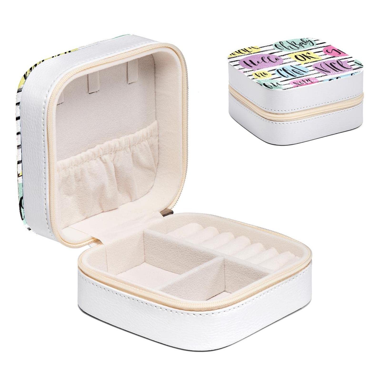 Boîte à bijoux femme et fille Bonjour rangement compact bagues et boucles