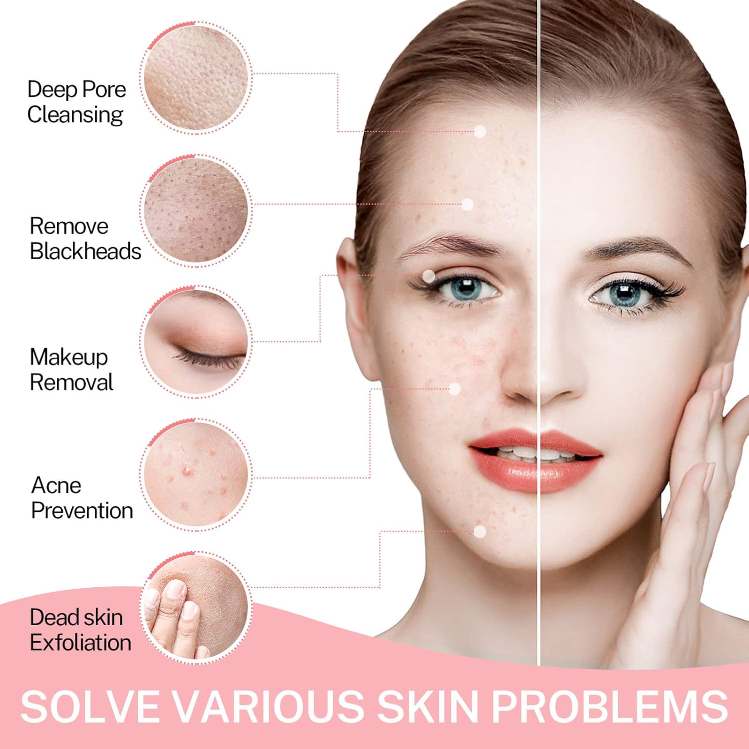 Electric Facial Cleansing Brush Waterproof Face Brush Spin Rechargeable Misiki IPX7 Exfoliating Face Brush with 3 Mode, 5 Brush Head for Exfoliating, Massaging, Removing Blackhead : Everything Else