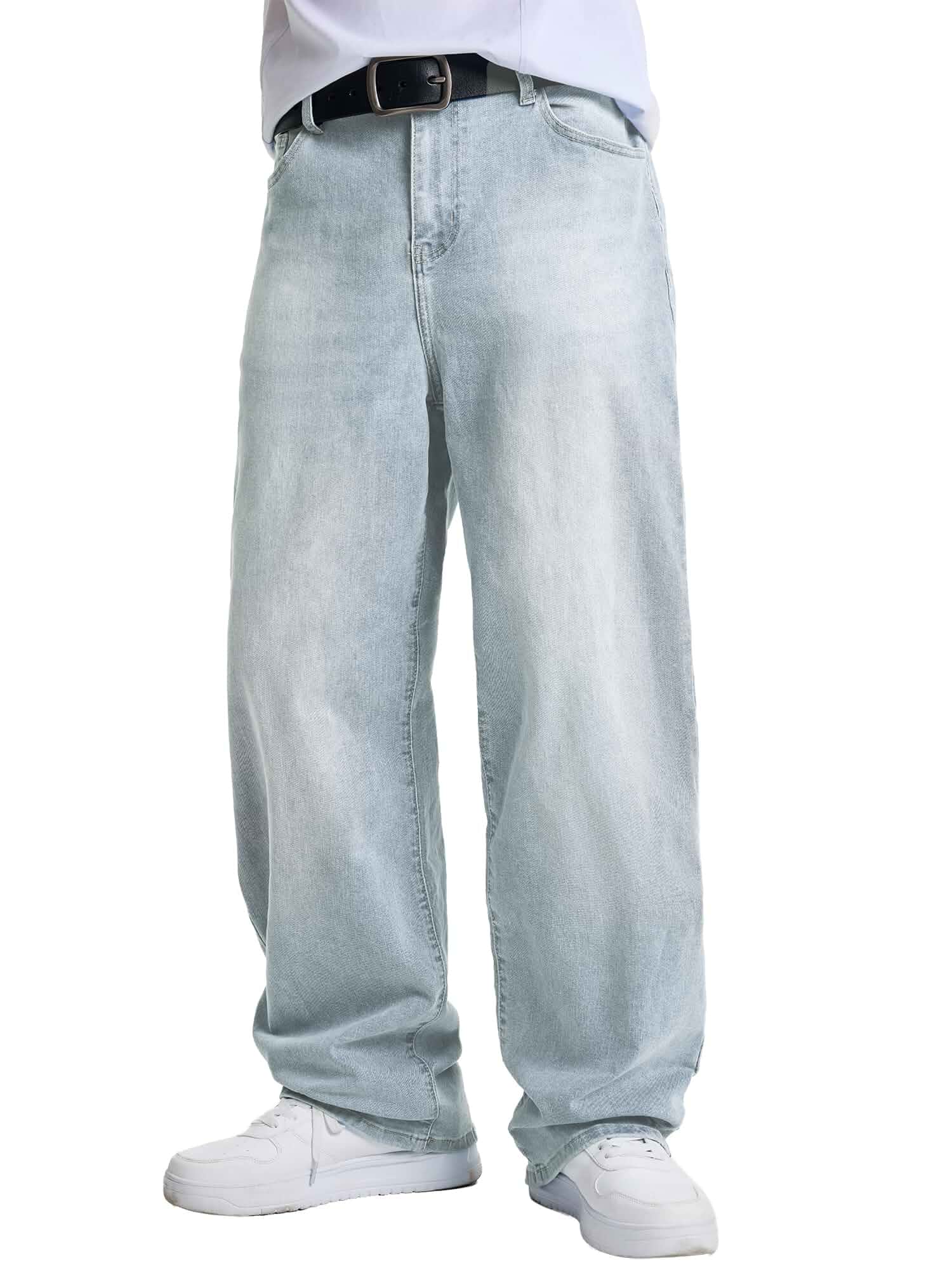 JMIERR Mens Baggy Jeans Wide Leg Y2K Loose Fit Denim Pants Vintage Relaxed Loose Fit, Stretch, Straight Leg, Skater Streetwear, 5 Pockets, Casual Carpenter Jean, Hip Hop