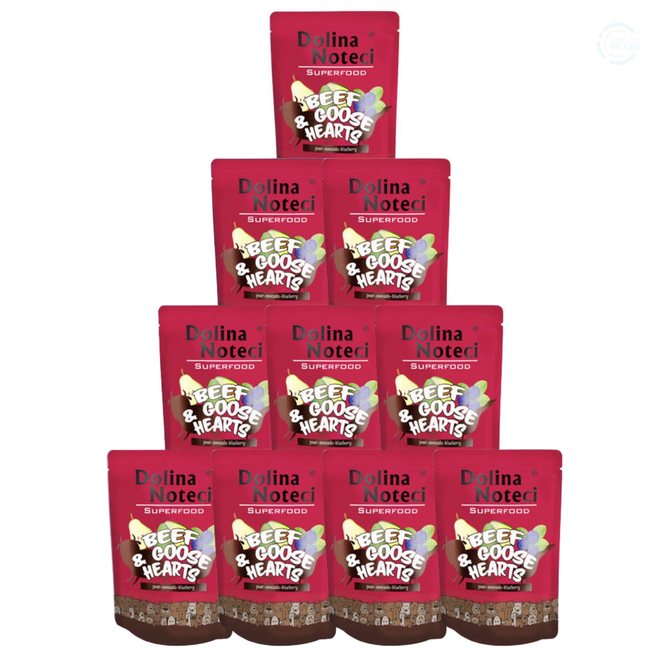 Dolina Noteci Premium SUPERFOOD Grain-Free Wet Dog Food for All Breeds – Natural Recipes, Tailored Nutrition, Unique Meats & Functional Supplements, No Additives (Beef & Goose Hearts, 10x300g)