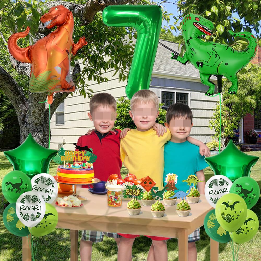 DUGEHO Décoration D'anniversaire Dinosaure 4 Ans, Guirlande De Ballons Dinosaures Verts Pour Mariage Style Jungle Ou Fête Prénatale, Fournitures De Fête Sur Le Thème Des Dinosaures Décorations