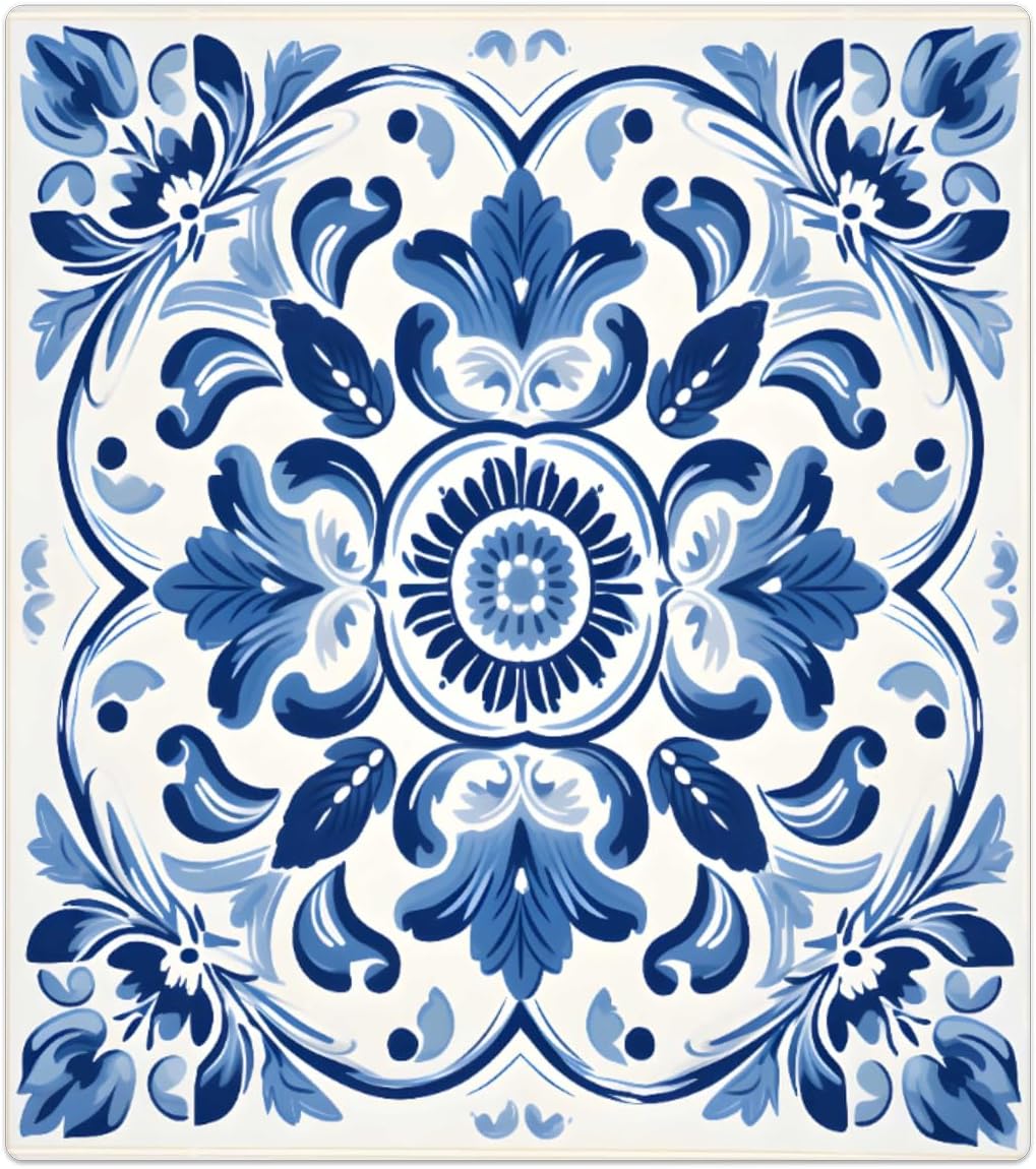 Dishwasher Magnet Cover Blue Ethnic Flower Paisley Reusable Dishwasher Magnetic Cover Sticker Decorative Dish Washer Door Cover Panel for Home Kitcen Appliance