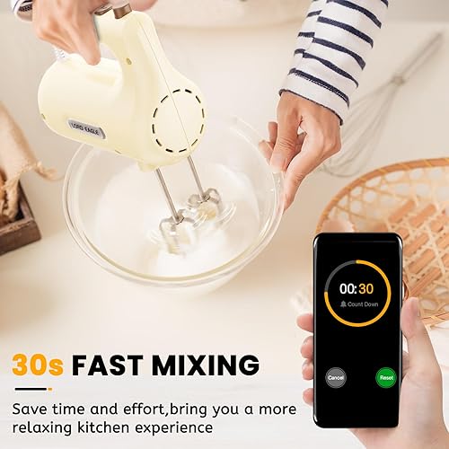 Miniatura 3 de Lord Eagle Batidora de mano eléctrica de 5 velocidades, batidora compacta de 300 W para hornear, batir huevos, mezclar o cocinar, portátil y ligera,