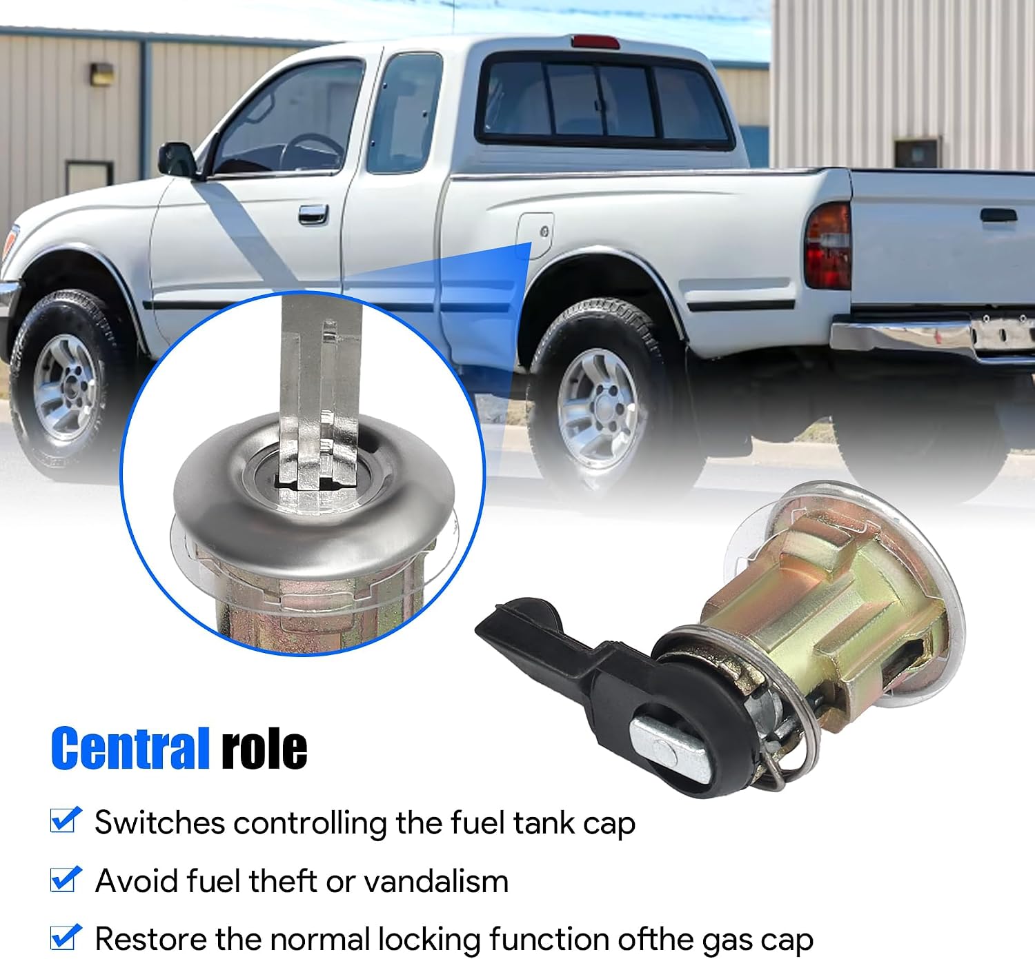 Fuel Door Lock Cylinder W/ 2 Keys Set Fit for 1995-2004 Toyota Tacoma/2000-2003 Tundra Gas Fuel Filler Lid Cylinder Lock Replaces # 69058-35140 69058-29016
