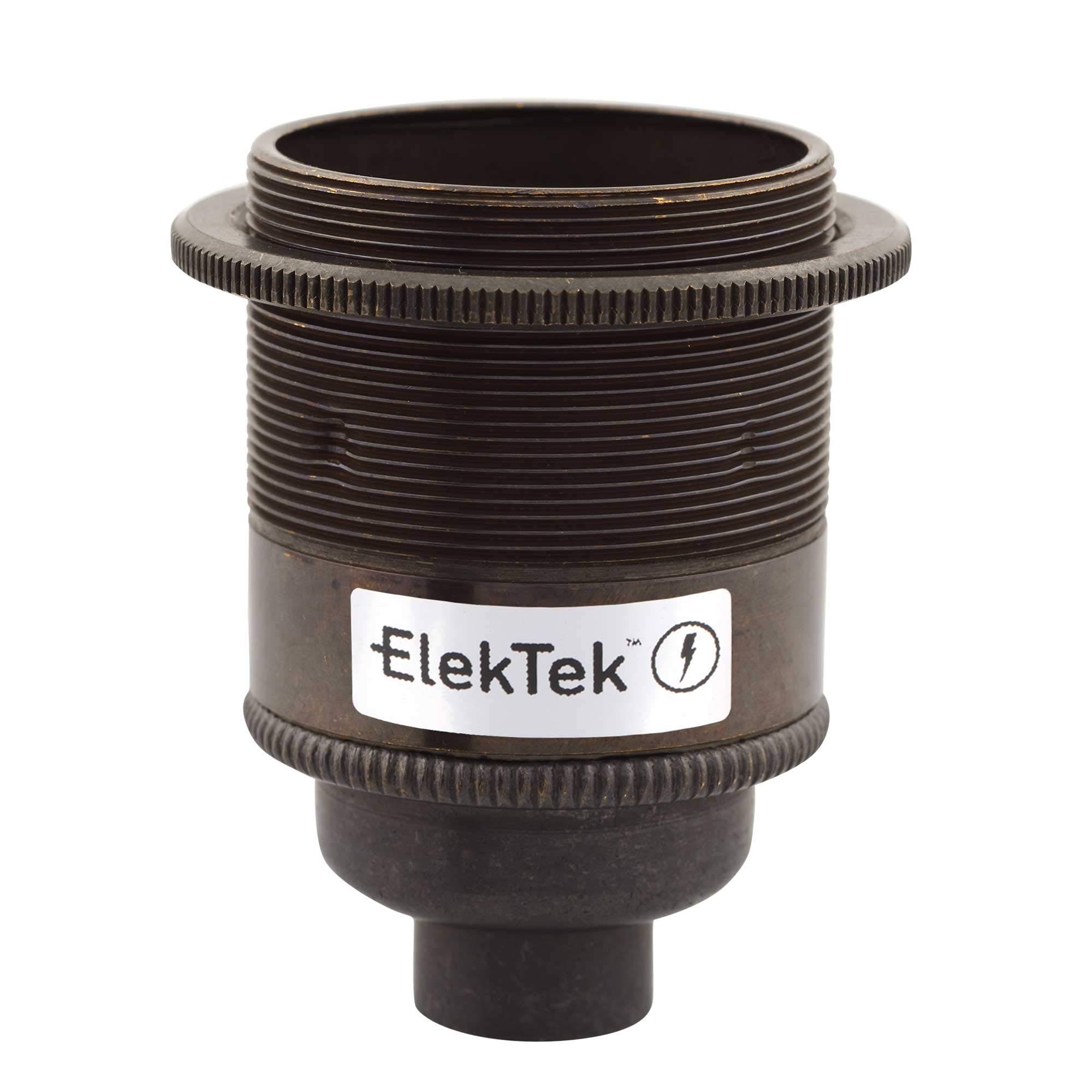 ElekTek ES E27 Lamp Bulb Holder With Shade Ring 10mm Entry Bronze Ideal for Vintage Filament Bulbs — image 1