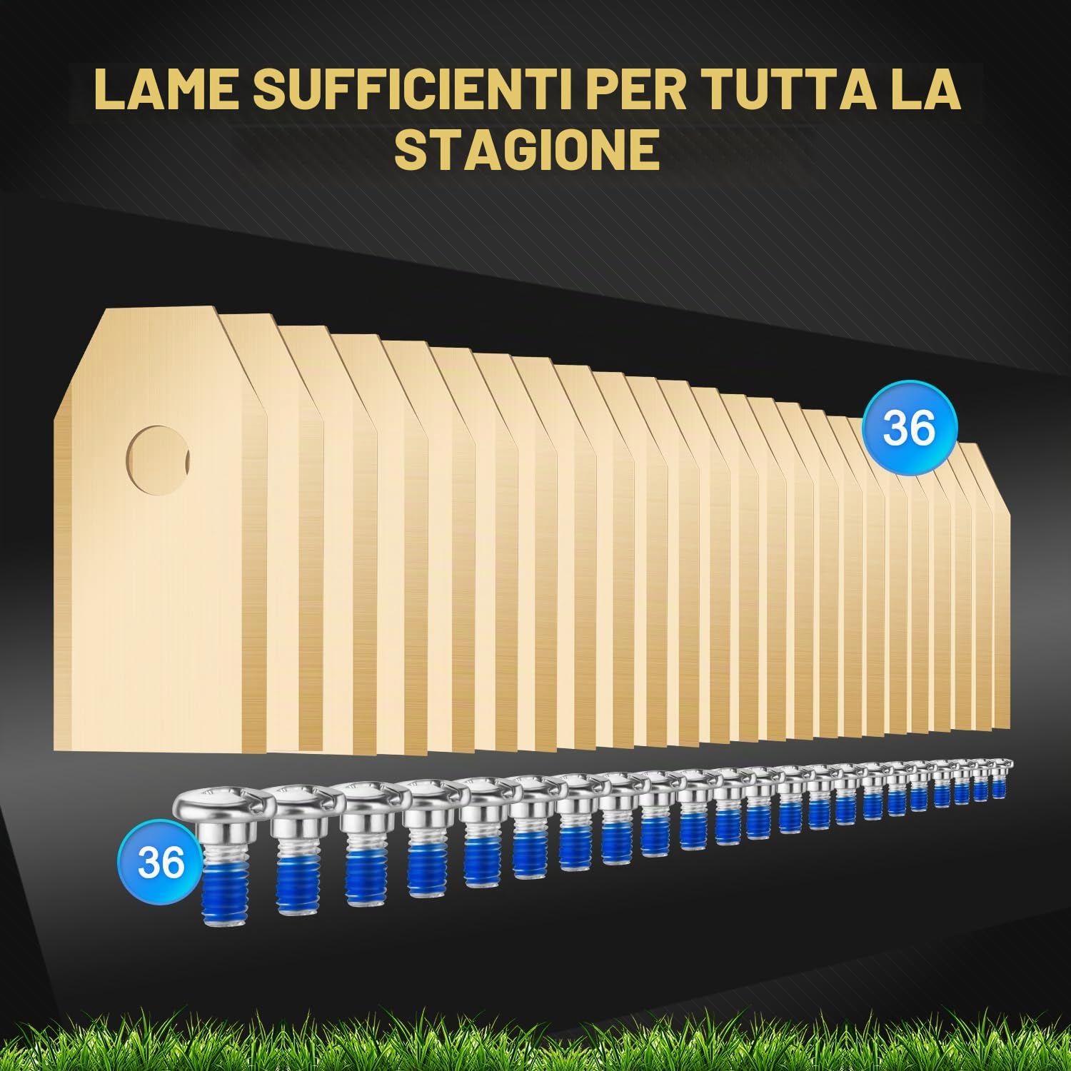 36 lame di ricambio compatibili con tutte le lame Navimow serie i105E, i110E, H1500E, H3000E-VF, X315E, X390E, viti con fissaggio filettato