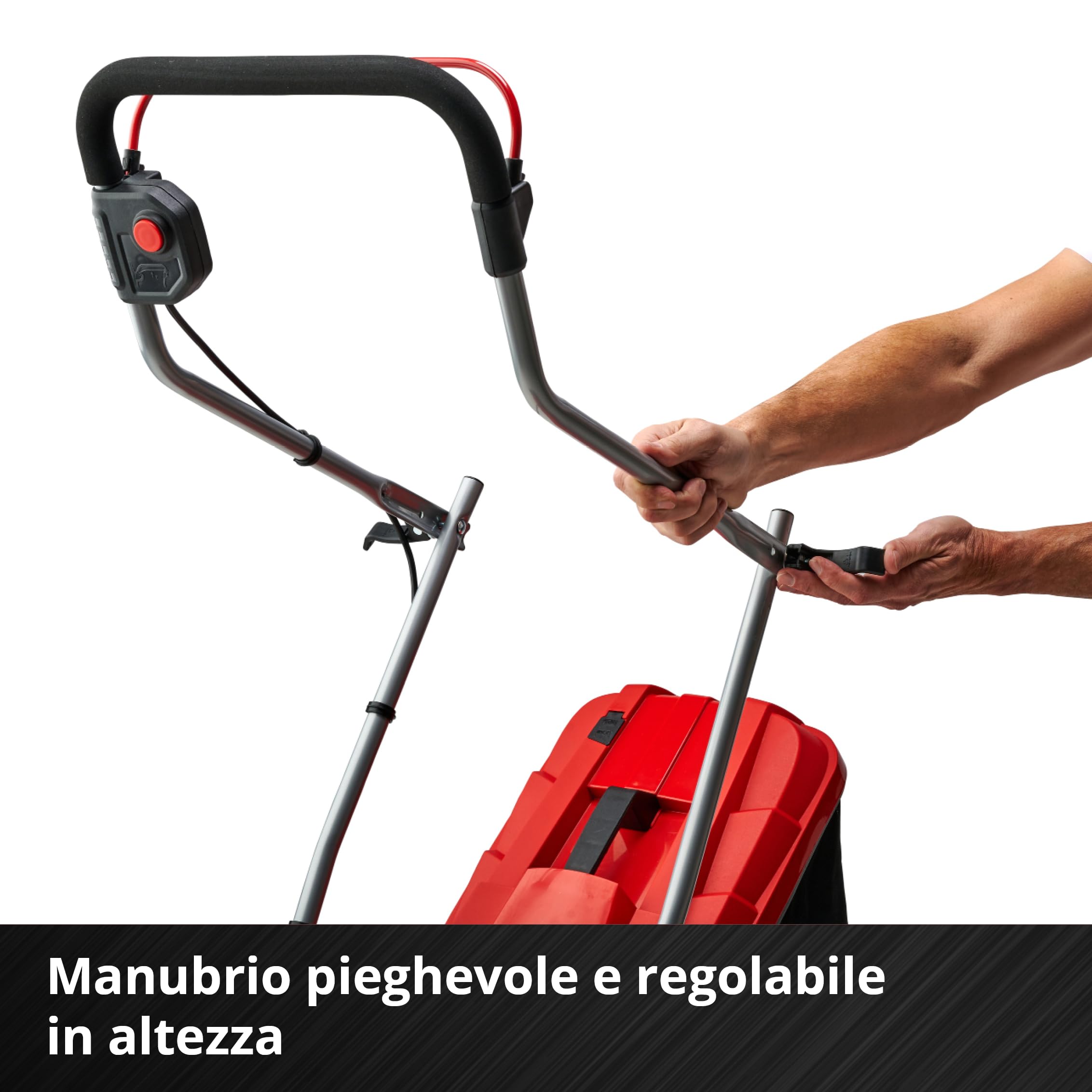 Einhell GE-CM 18/33 Li - Kit (1x4,0Ah) Tagliaerba a batteria Power X-Change (18 V, 4,0 Ah, taglio 33 cm, raccolta 30 L, ruote ant. 150 mm, post. 180 mm, incl. batteria da 4 Ah e caricabatteria)