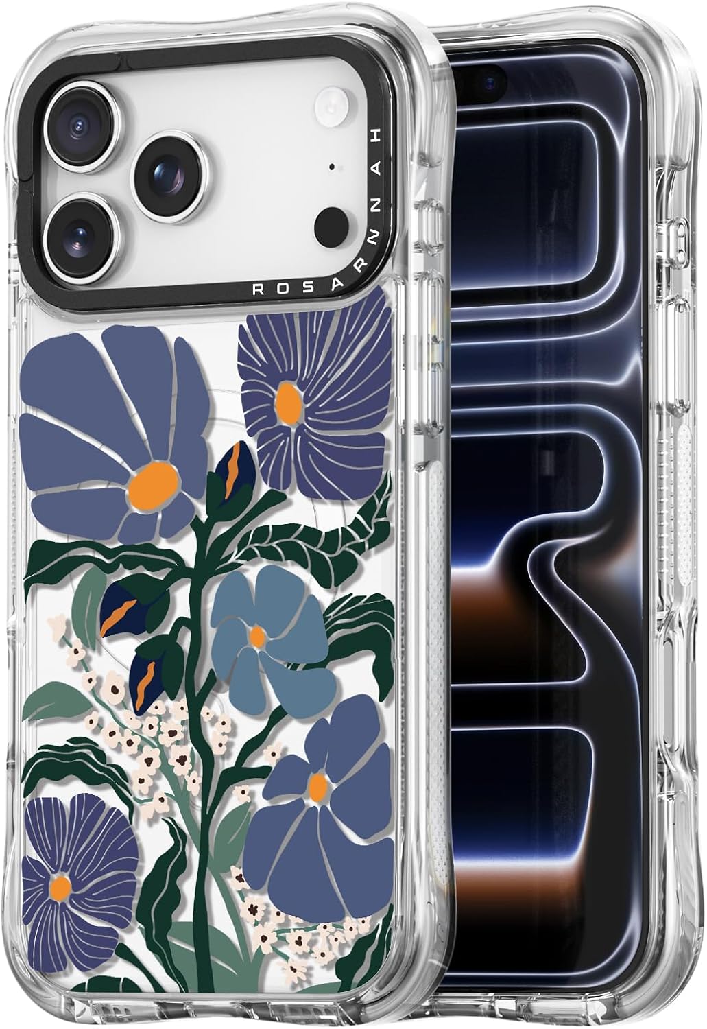 for iPhone 17 Pro Case Cute - Compatible with Magsafe - Military-Grade 20 ft Drop Protection Shockproof Phone Case - Funny Passiflora Caerulea Design (6.3") Glitter Clear