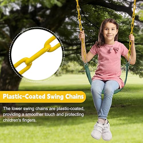 Miniatura 2 de Juego de columpios para exteriores, columpios de color verde para patio trasero con cadena de 66 pulgadas, accesorios diseñados para que los niños
