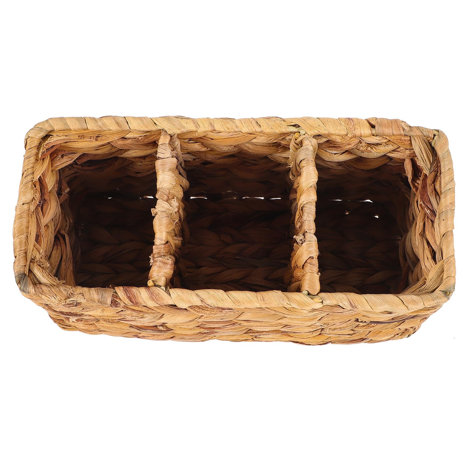 Panier de rangement 3 compartiments en jacinthe d'eau pour stopper le désordre de bureau