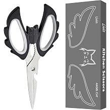Livin Aesthetic Angel Wings & Cat Kitchen Scissors - Ambidextrous Large Grip Handle Shears for Right & Left Handed - Ergonomic Comfortable Food Scissors for Kitchen, Office & Crafting