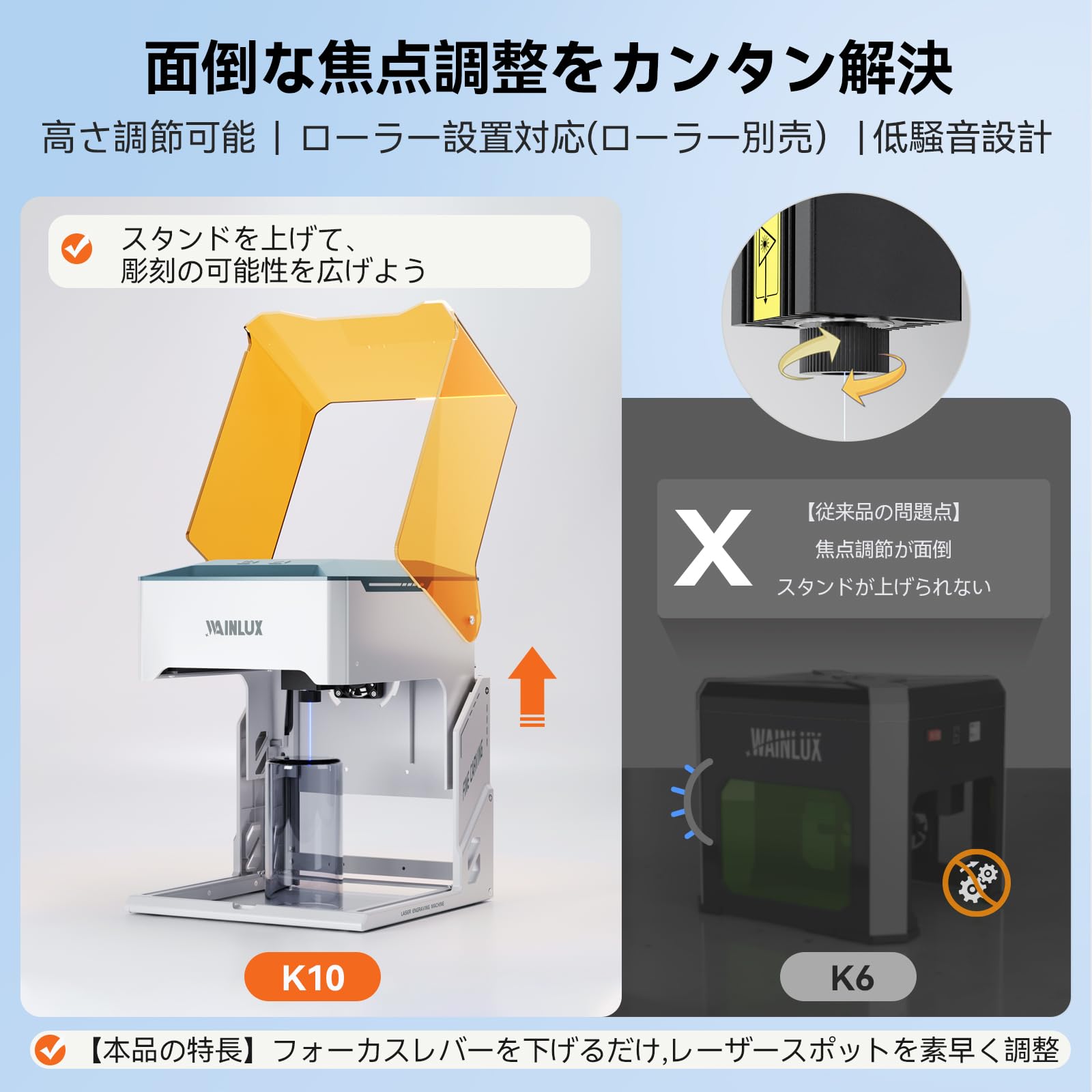 Amazon | WAINLUX K10 レーザー彫刻機 3Wレーザー刻印機 0.01mm高精度
