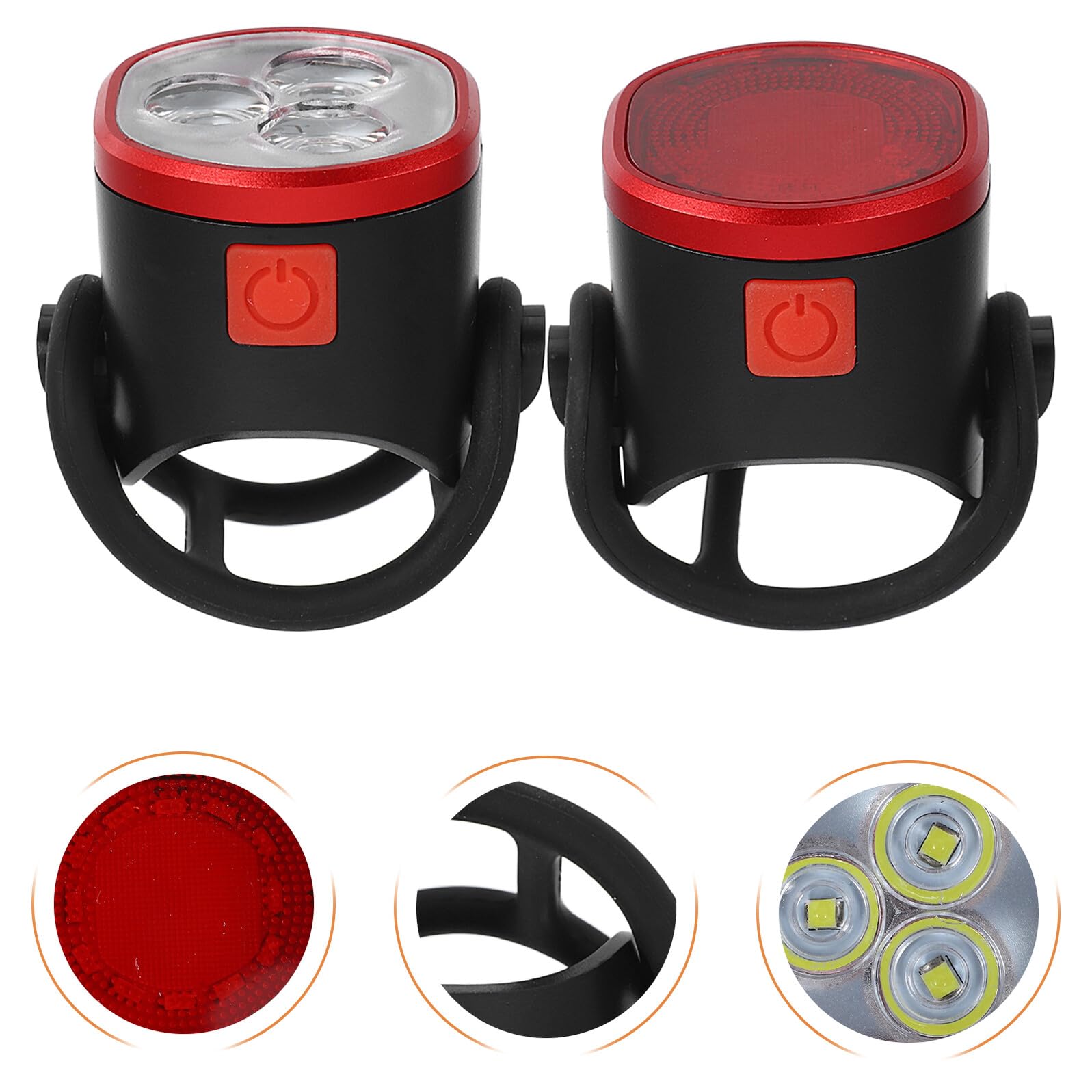 Cabilock Luces para Bicicleta Delantera y Trasera USB Recargables 1 Juego | Batería 300mah, Modos Múltiples, Diámetro de Manillar 22-38mm, Abs y Aleación de Aluminio