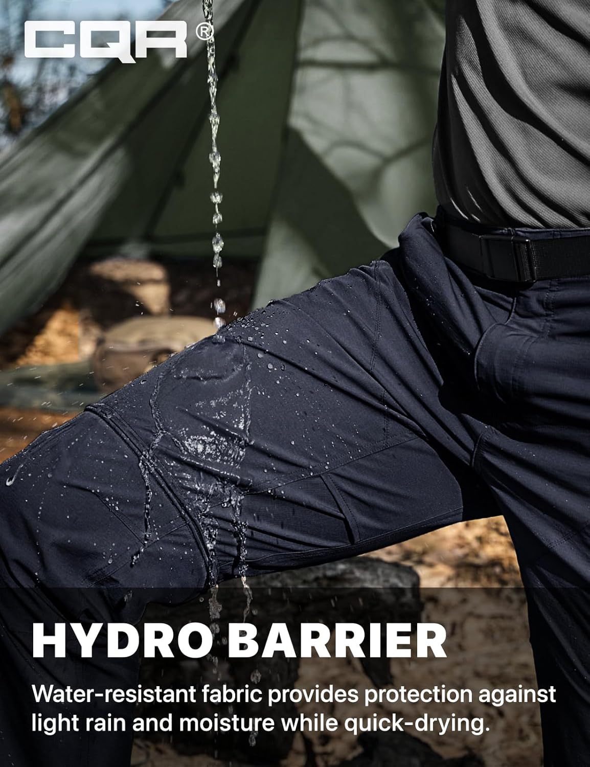 CQR Men's Convertible Cargo Tactical Pants, Water Resistant Outdoor Hiking Pants, Zip Off Lightweight Stretch Work Pants - Image 8