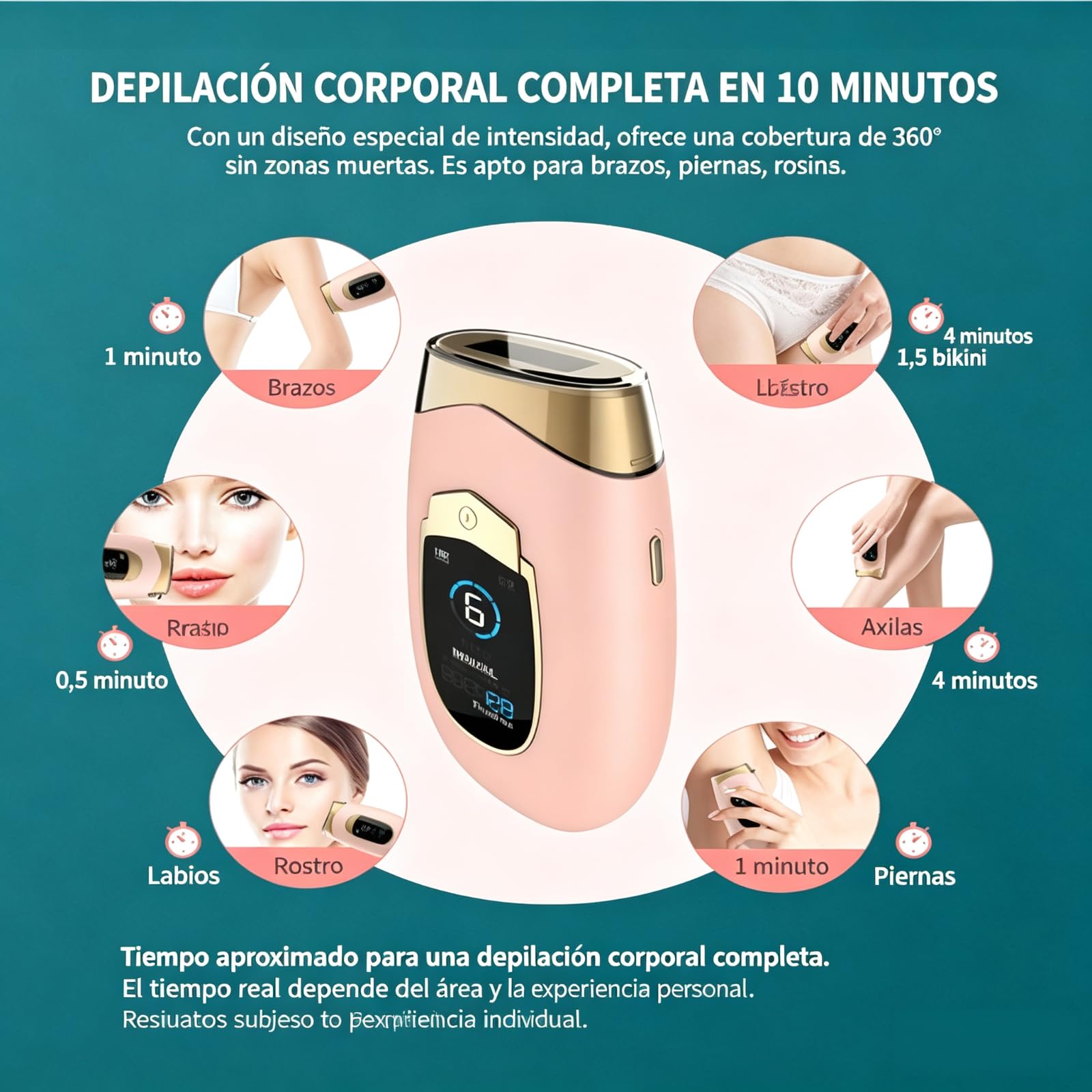 Depiladora IPL con Gafas, Detiene Crecimiento Vello, Piel Suave