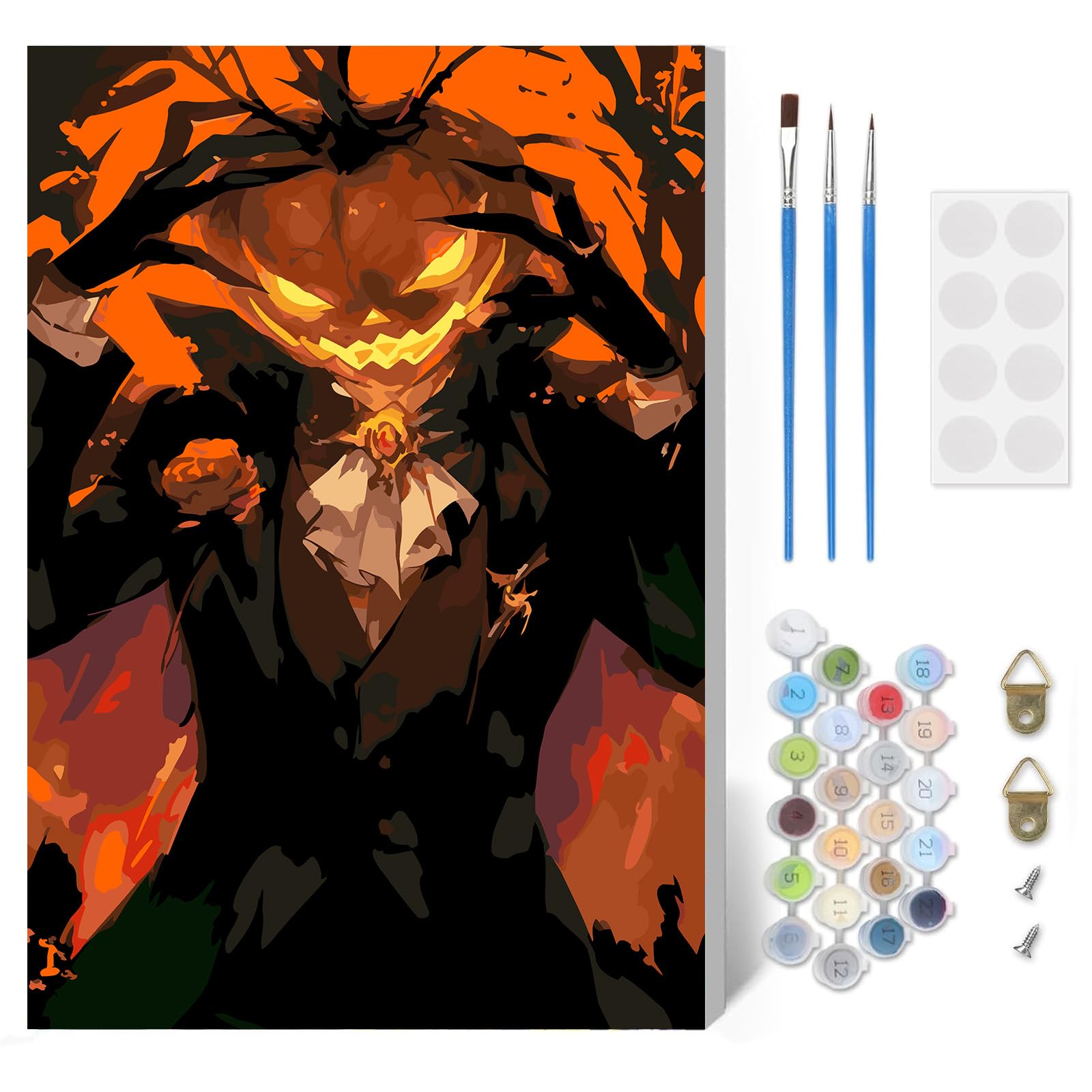 HEIBAGO Halloween Paint by Numbers Kits for Adults, Pumpkin Painting by Number Kits On Canvas for Beginner DIY Oil Painting Kits with Brushes Art Craft for Home Wall Decor (30x40 cm)
