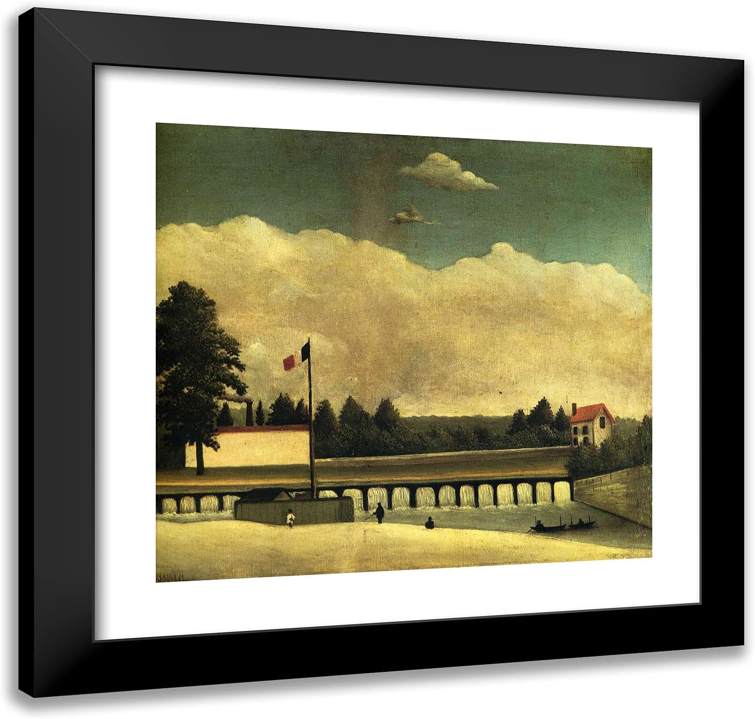 ArtDirect Rousseau, Henri 21x20 Gold Ornate Framed Art Print with Double Matting Titled: The Dam