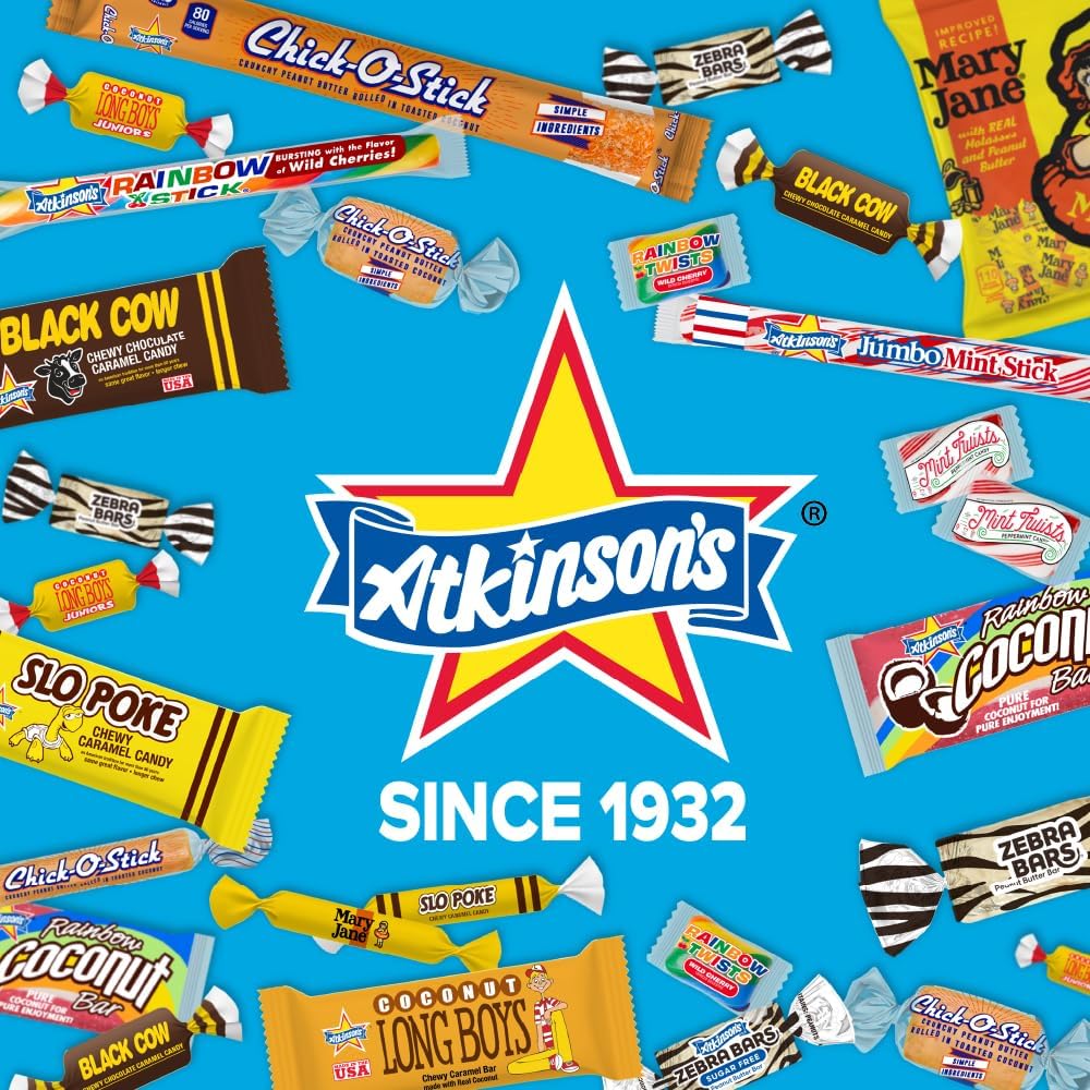 Atkinson's Peanut Butter Bars - Crunchy and Crispy Peanut Butter Candy - Gluten Free, Kosher, Vegan - 5 lb. Laydown Bag