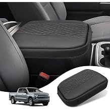 Car Center Console Cover for Chevy Silverado GMC Sierra 2019-2026/Tahoe & Suburban & Yukon 2021-2026 PU Armrest Cover Console Pad Interior Accessories, Anti-Scratch Black, Bucket Seat Only