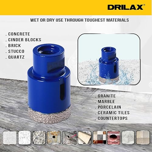 Miniatura 4 de Sierra perforadora de diamante de 1-12 pulgadas para amoladoras angulares, mampostería, hormigón, granito, cuarzo, porcelana, cerámica, ladrillo,