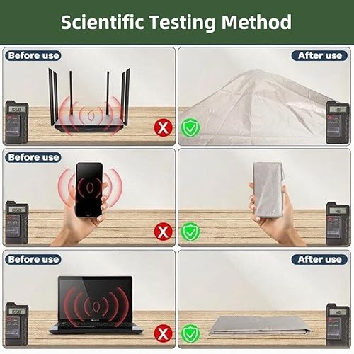Miniatura 9 de Amradield Bloque EMF RFID EMI RF Blindaje Conductivo Cobre Níquel Tela para Medidor Inteligente Bloqueo RF Plaid Ripstop Tipo 78"x43" pulgadas