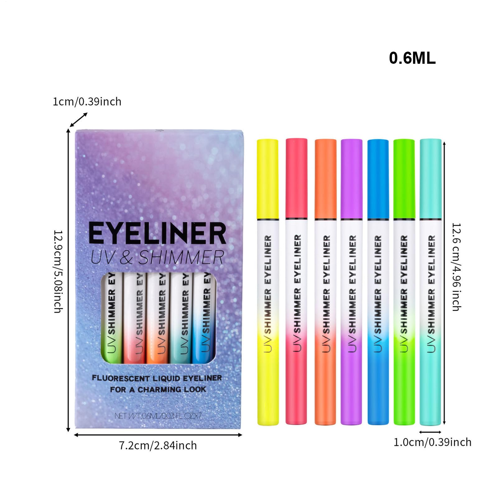 Eyeliner Fosforescenti Penna Trucco Eyeliner Gel Liquido Naturale Brillante | Occhi Impermeabile con Glitter e Tratto Liscio Set Donna 6 Pezzi per Performance Live, Dance, Quotidiano, Festa