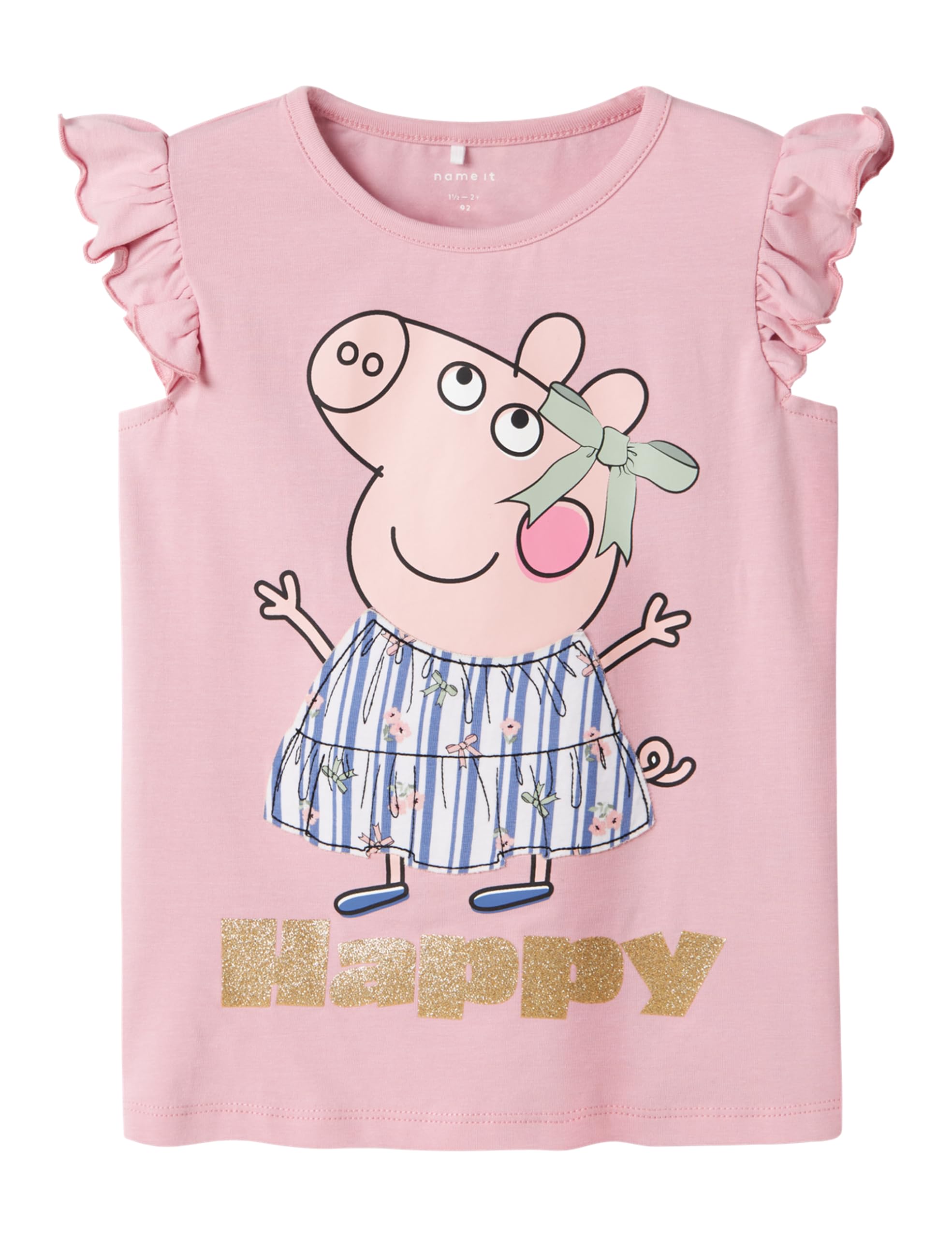 NAME IT Nmffanna Peppa LS Top Box - T-shirt Bambina Con Peppa Pig, Maniche Lunghe, Girocollo, Vestibilità Normale, Per L'autunno