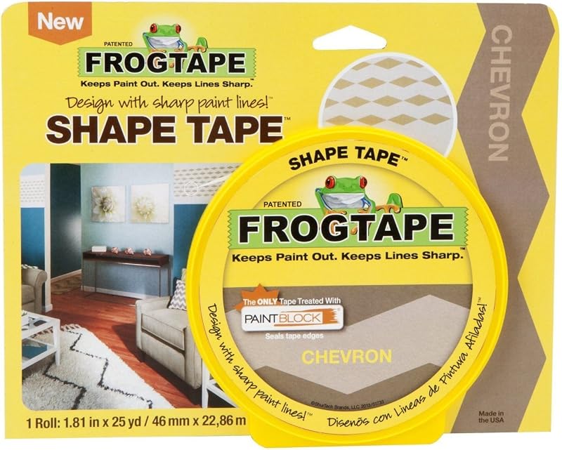 FROGTAPE 282549 Shape Tape Painting Tape, Yellow, Chevron Design, 1.81-Inch x 25-Yard Roll