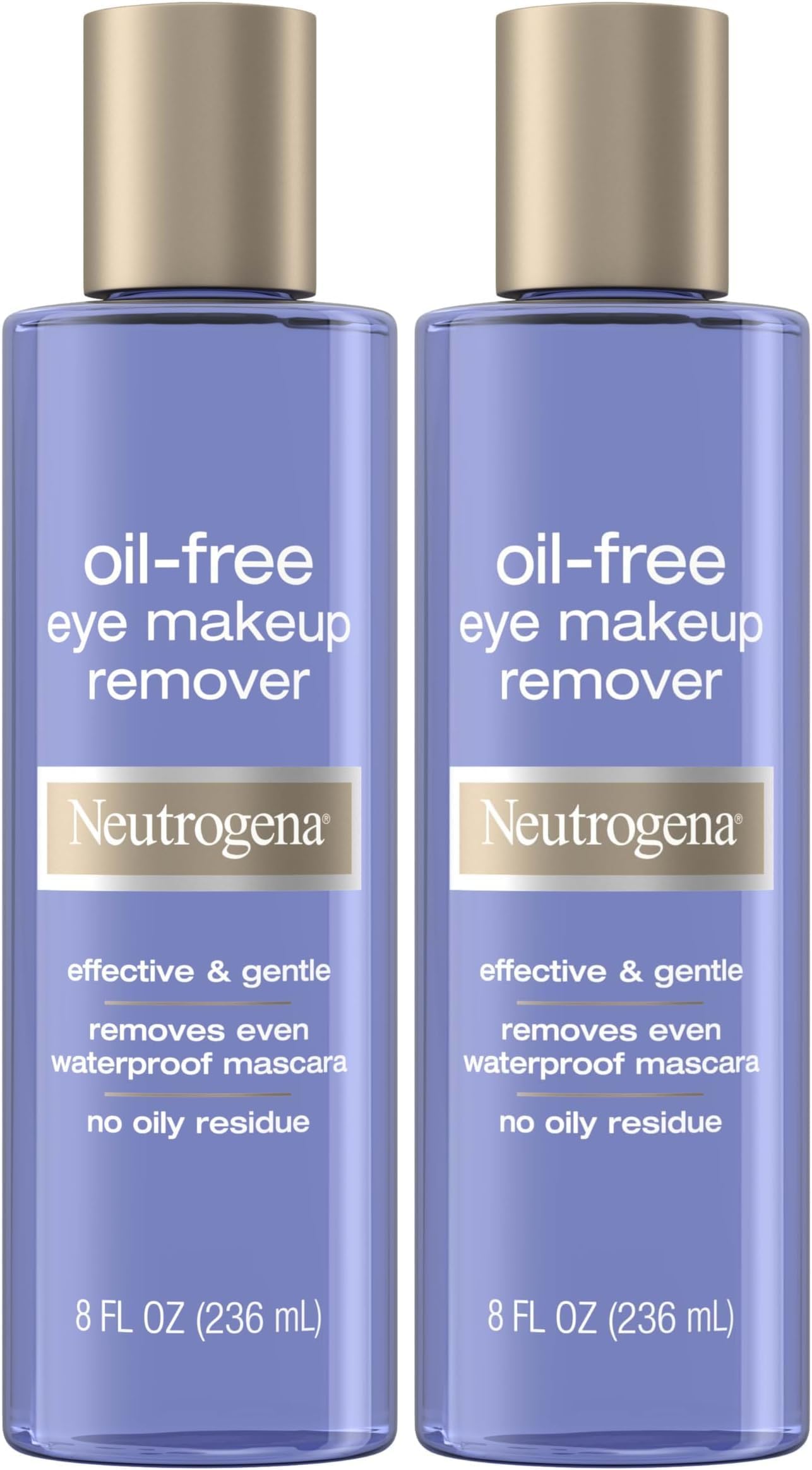 Gentle Oil-Free Eye Makeup Remover & Cleanser for Sensitive Eyes, Dissolves Waterproof Mascara, Dermatologist & Ophthalmologist Tested, 8 fl. oz (Pack of 2)