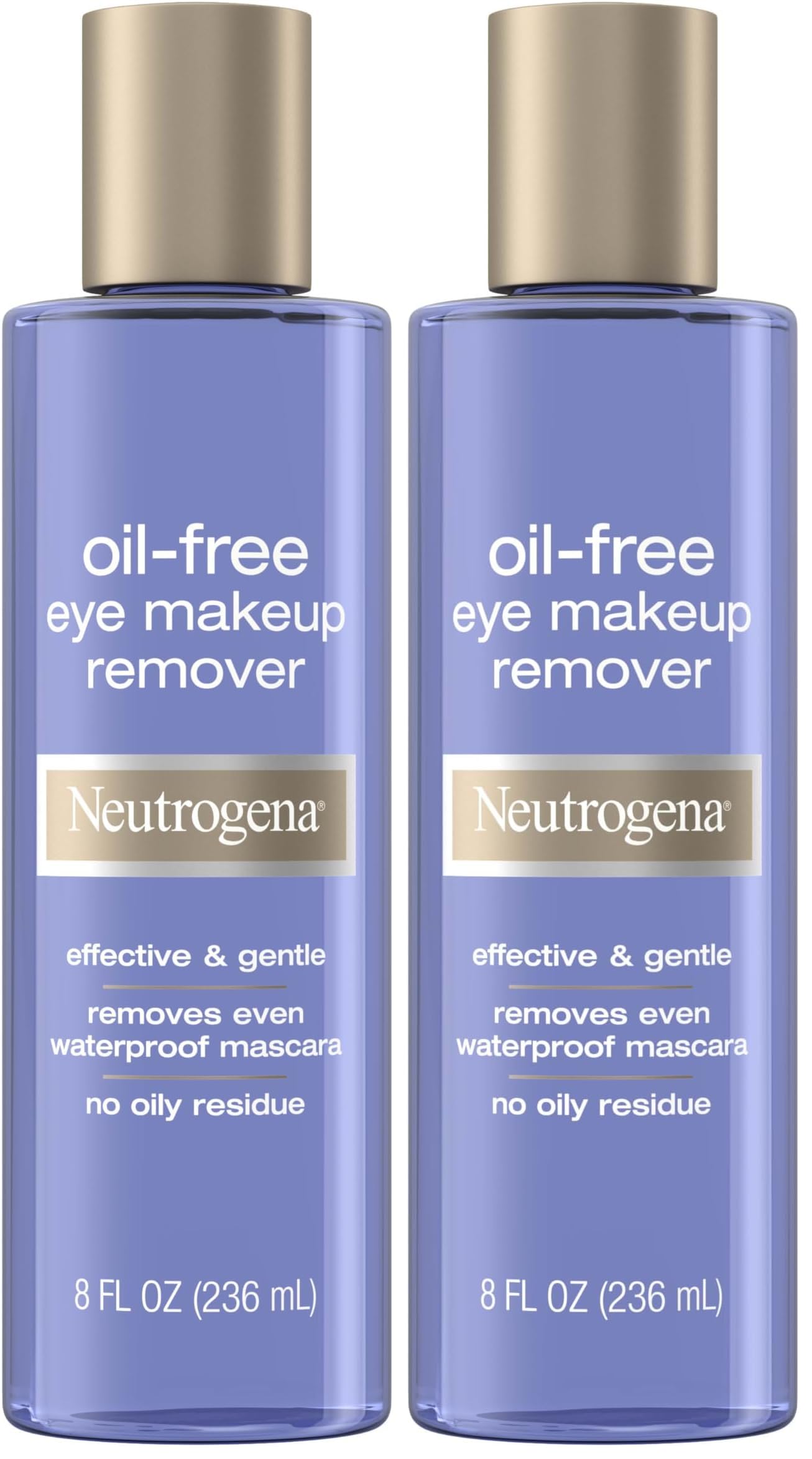 Neutrogena Gentle Oil-Free Eye Makeup Remover & Cleanser for Sensitive Eyes, Non-Greasy Makeup Remover, Removes Waterproof Mascara, Dermatologist & Ophthalmologist Tested, 8.0 fl. oz (Pack of 2)
