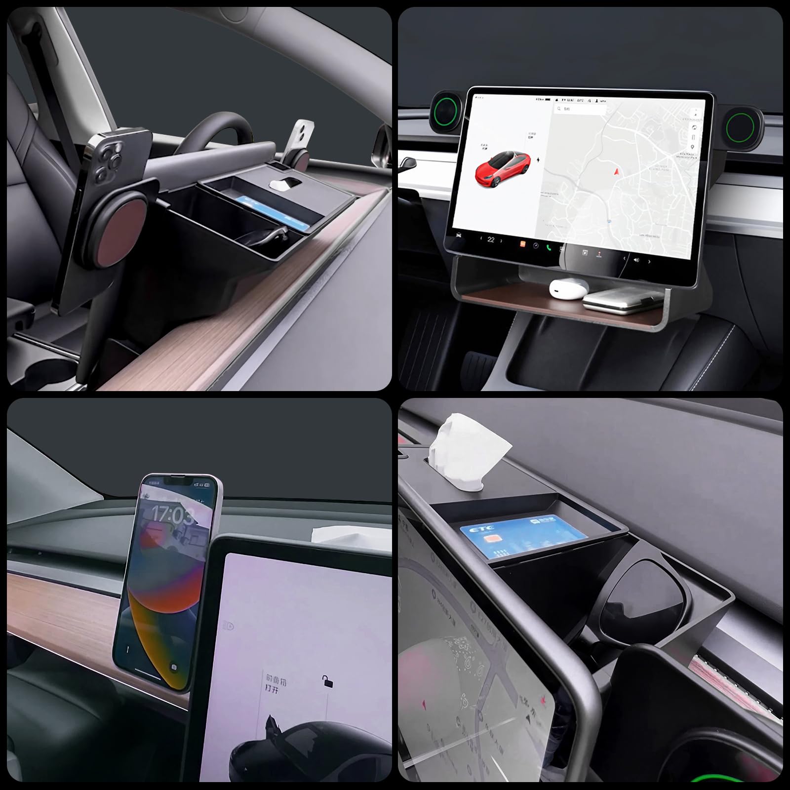 Tesla 3 Rear Screen Storage Rack Model 3 Under Screen Storage Tesla Model 3/Y Center Console Organizer ...