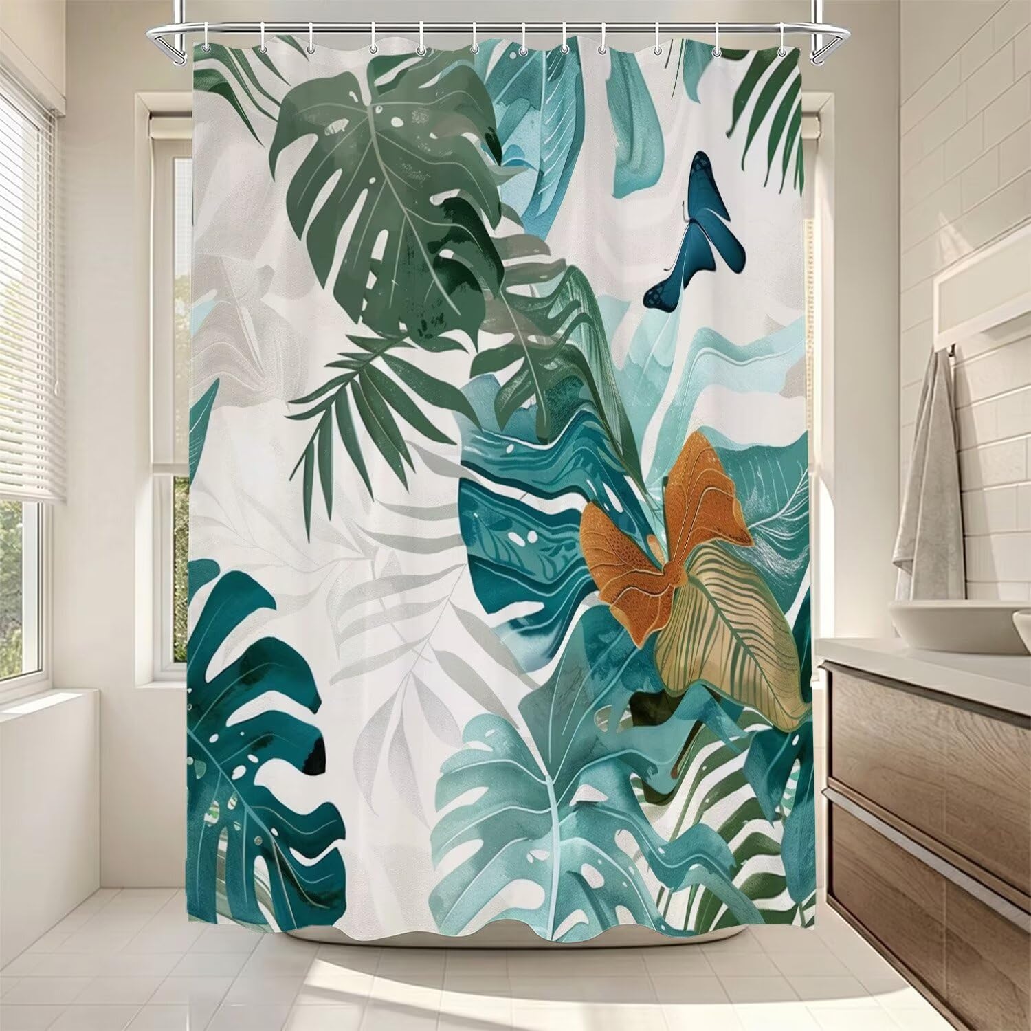 Rideau de douche en tissu polyester pour rafraîchir l'ambiance de la salle de bain