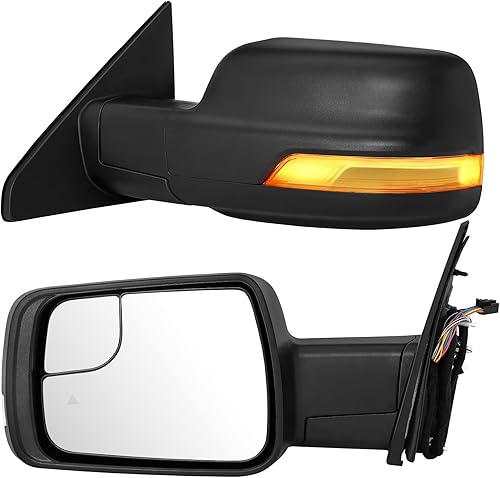INEEDUP Espejos de remolque aptos para Dodge Ram 1500 Pickup lado del conductor y lado del pasajero con alimentación ajustable para señal de giro