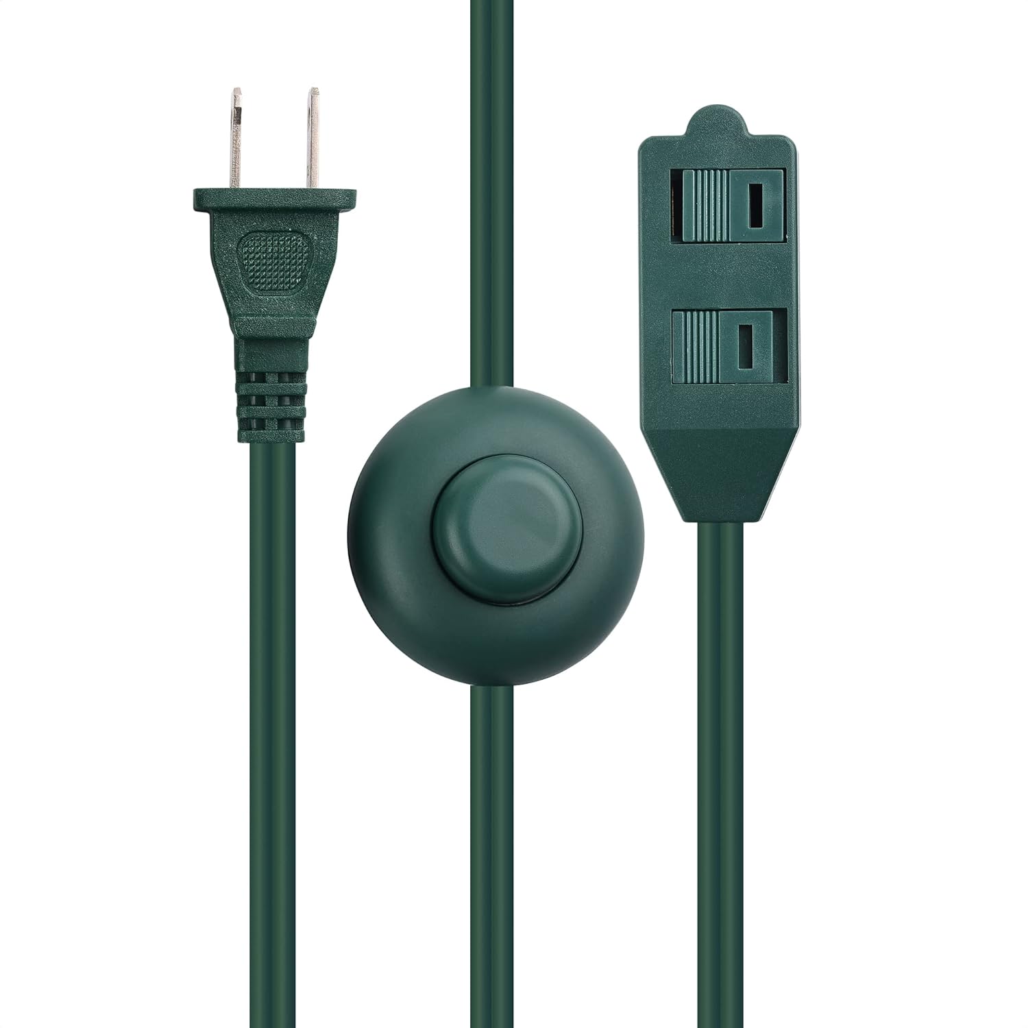 Cable Matters 3 Outlet Christmas Tree Extension Cord with Foot Switch - 10ft, Extension Cord with Switch On/Off, Green